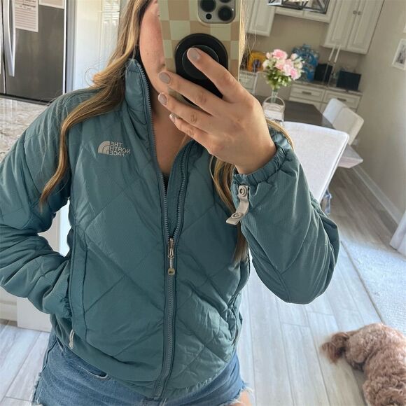 The North Face Women's Quilted Jacket Blue Medium Full Zip Lightweight - Picture 2 of 6